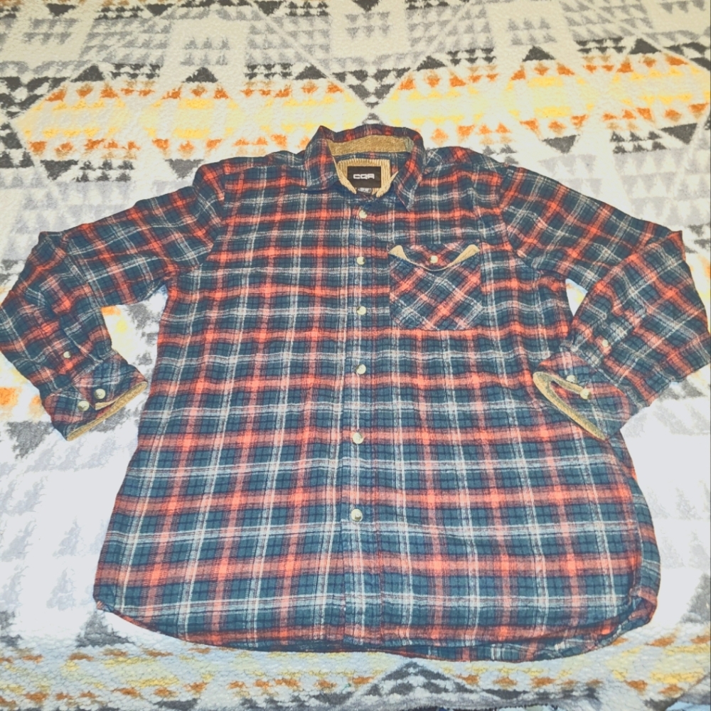 CQR Flannel Plaid Red, Green  Black Button Front Long Sleeve Shirt Women’s 2XL